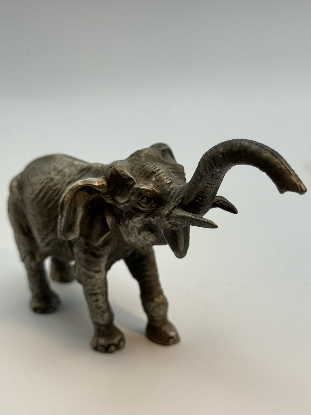 Vintage Pewter Elephant Figurine - Decorative Home Accent